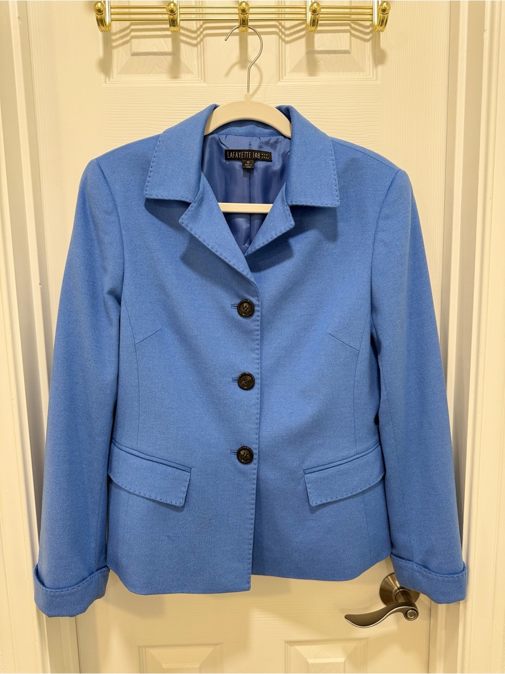 Lafayette 148 Loro Piana Italy Angora Blend Womens Vibrant Blue Blazer Jacket 10
